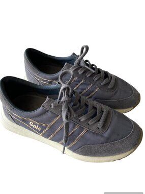 FREE PEOPLE Gola Grey and Gold Montreal Lustre Sneakers Size 6